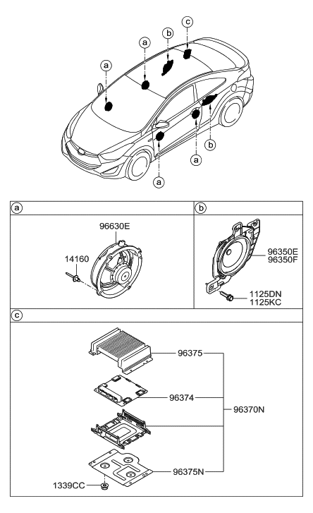 2013 Hyundai Elantra Door Speaker Assembly Diagram for 96330-3X000
