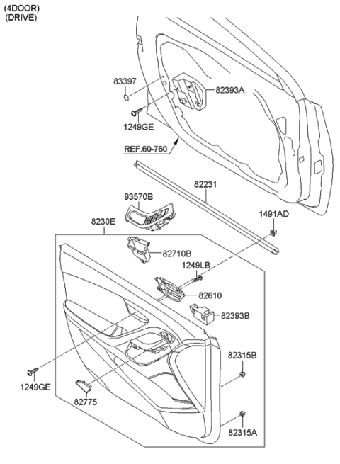 2011 Hyundai Elantra Handle Assembly-Front Door Grip,LH Diagram for 82730-3X000-RAS