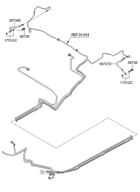 2011 Hyundai Elantra Hose-Brake Rear,LH Diagram for 58737-3X000