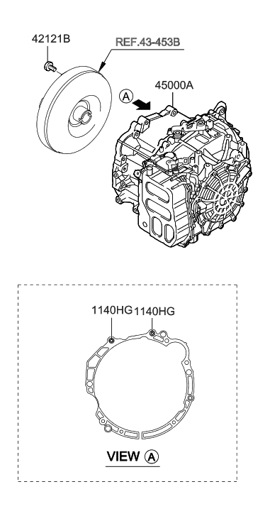 2012 Hyundai Elantra Reman Automatic Transmission Assembly Diagram for 00268-26303