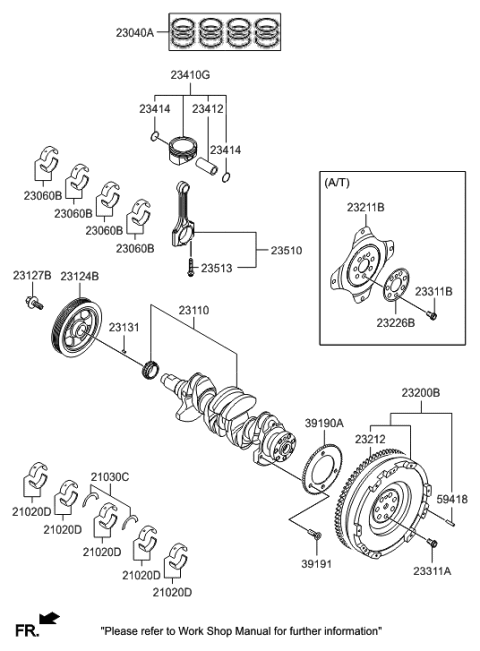 2013 Hyundai Elantra Crankshaft Assembly Diagram for 23110-2E101