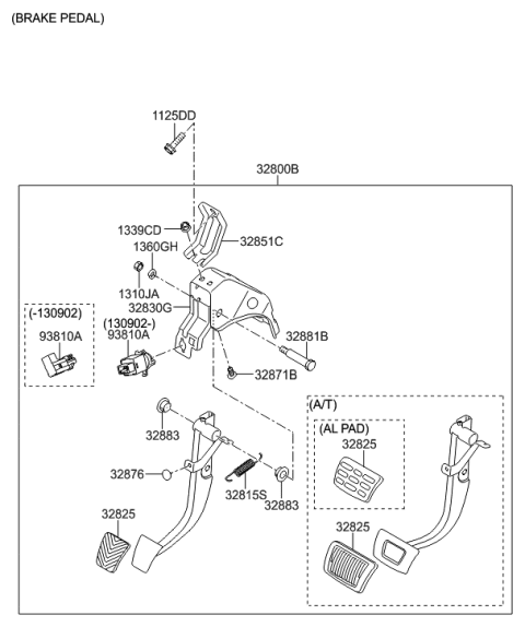 2011 Hyundai Elantra Brake & Clutch Pedal Diagram 1