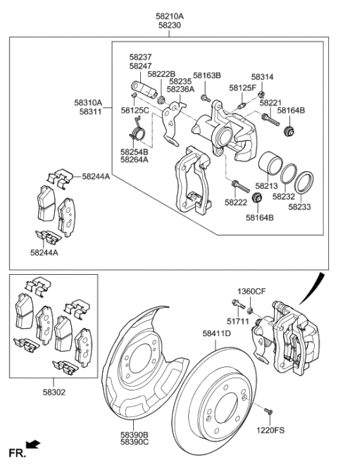 2011 Hyundai Elantra Korean made Rear Wheel Brake Diagram 1