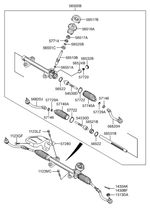 2011 Hyundai Elantra Korean made Power Steering Gear Box Diagram