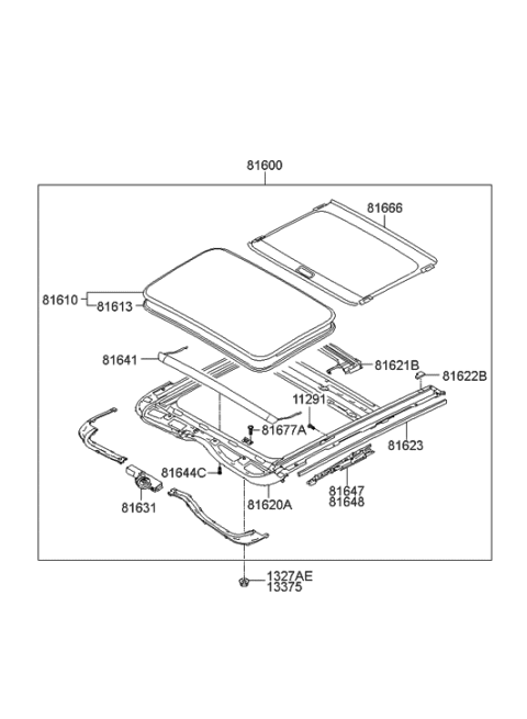 2013 Hyundai Elantra Frame Assembly-SUNROOF Diagram for 81620-3X000