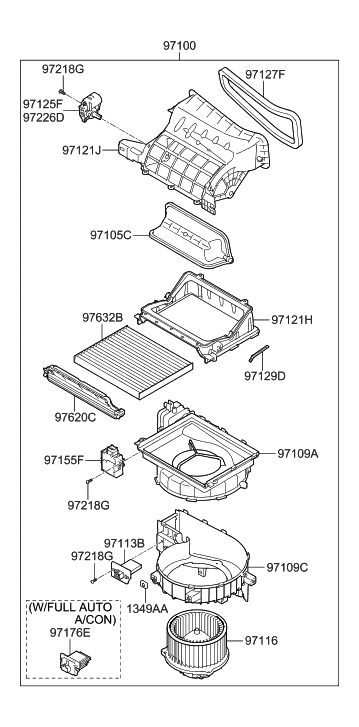 2013 Hyundai Elantra Blower Unit Diagram for 97100-3X000