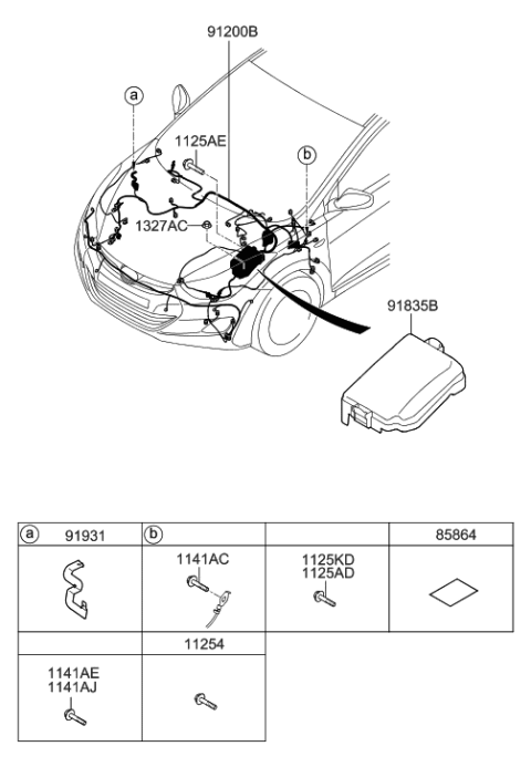 2013 Hyundai Elantra Wiring Assembly-Front Diagram for 91205-3X102