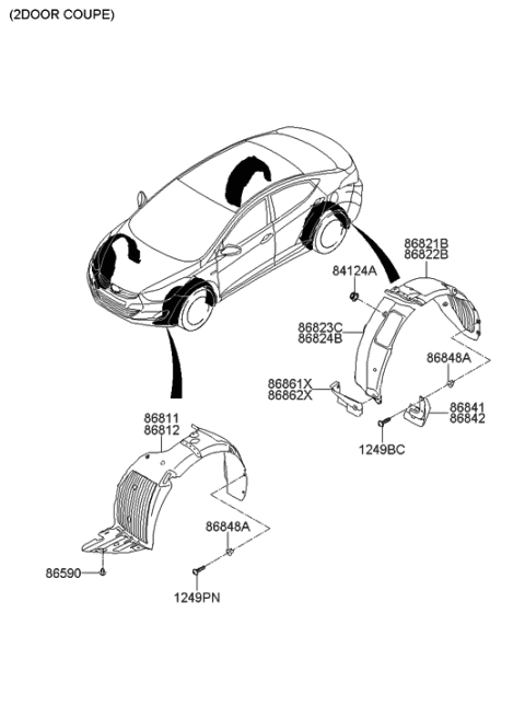 2011 Hyundai Elantra Korean made Wheel Gaurd Diagram 2