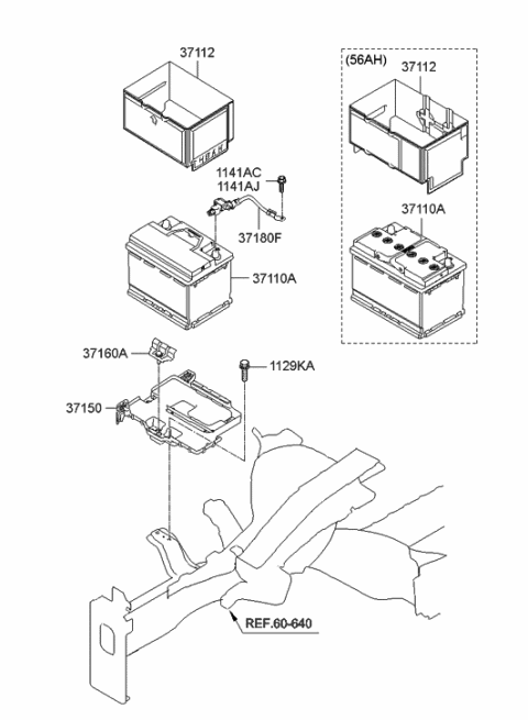 2011 Hyundai Elantra Battery Sensor Assembly Diagram for 37180-3X300