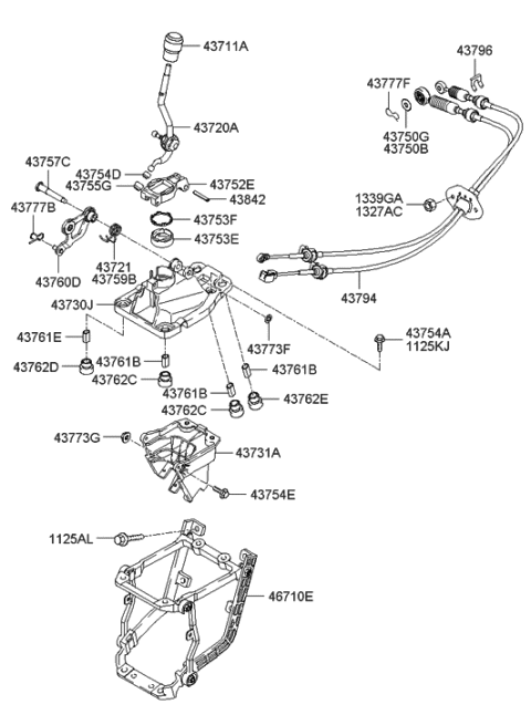 2004 Hyundai Tucson Shift Lever Control (MTM) Diagram