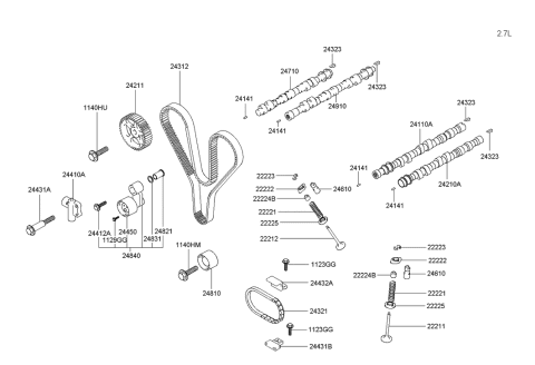 2006 Hyundai Tucson Produced Before OCT.30.2006 Camshaft & Valve Diagram 1
