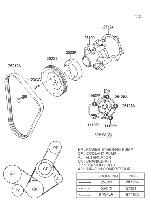 2006 Hyundai Tucson Produced Before OCT.30.2006 Coolant Pump Diagram 2
