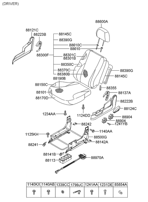 2004 Hyundai Tucson Front Seat Diagram 2