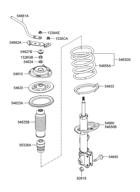 2006 Hyundai Tucson Produced Before OCT.30.2006 Front Spring & Strut Diagram