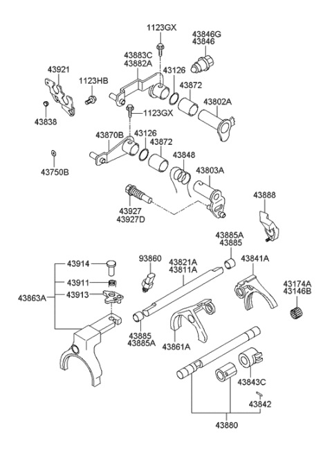 2006 Hyundai Tucson Produced Before OCT.30.2006 Gear Shift Control (MTM) Diagram