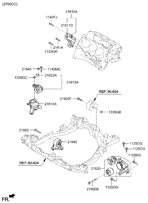 2004 Hyundai Tucson Engine & Transaxle Mounting Diagram 2