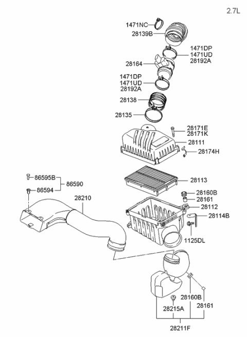 2004 Hyundai Tucson Air Cleaner Diagram 2