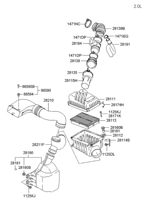 2006 Hyundai Tucson Air Cleaner Diagram 1