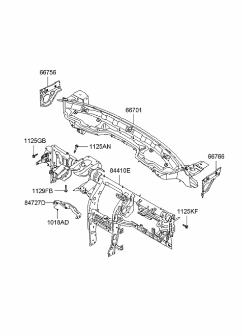 2004 Hyundai Tucson Bar Assembly-Cowl Cross Diagram for 84410-2E500