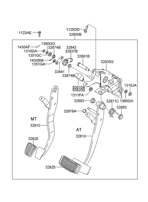 2006 Hyundai Tucson Produced Before OCT.30.2006 Clutch & Brake Pedal Diagram 1