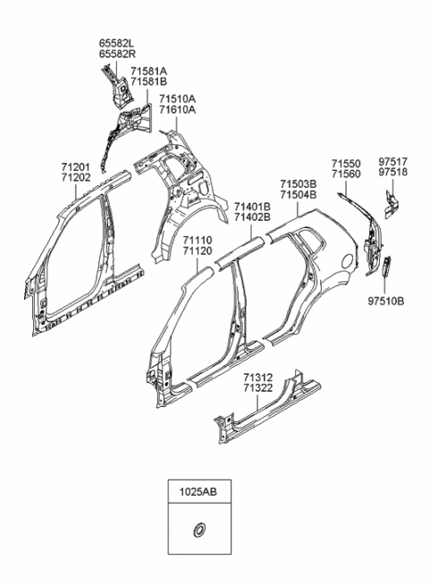 2006 Hyundai Tucson Produced Before OCT.30.2006 Side Body Panel Diagram