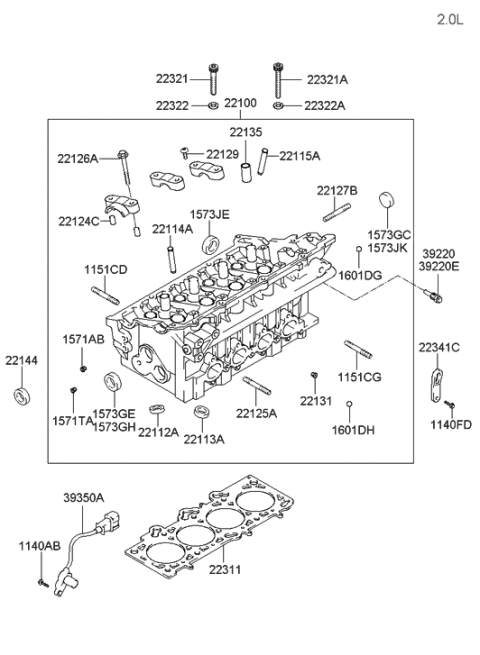 2006 Hyundai Tucson Produced Before OCT.30.2006 Cylinder Head Diagram 2