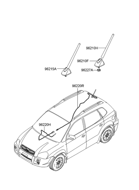 2005 Hyundai Tucson Roof Antenna Assembly Diagram for 96250-2E010