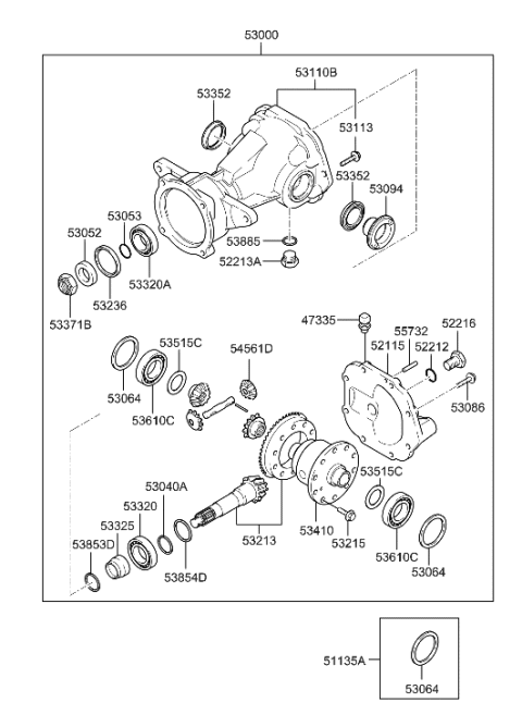 2006 Hyundai Tucson Produced Before OCT.30.2006 Rear Differential Carrier Diagram
