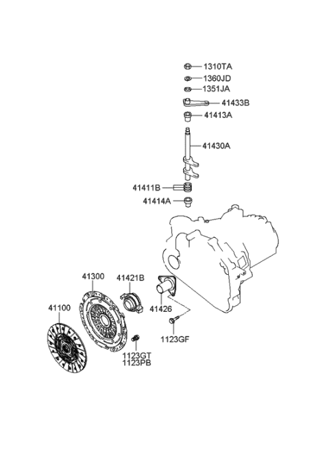 2006 Hyundai Tucson Produced Before OCT.30.2006 Clutch & Release Fork Diagram 1