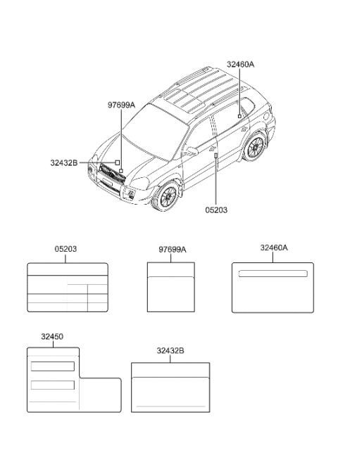 2006 Hyundai Tucson Label-Smog Index Diagram for 32460-23300