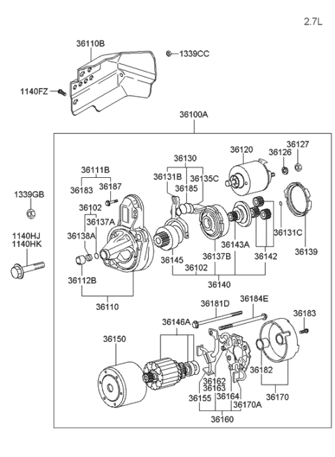 2006 Hyundai Tucson Produced Before OCT.30.2006 Starter Motor Diagram 2