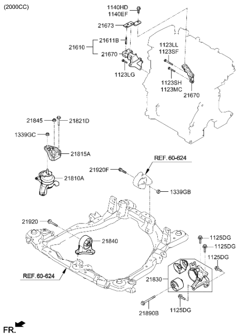 2004 Hyundai Tucson Engine & Transaxle Mounting Diagram 1