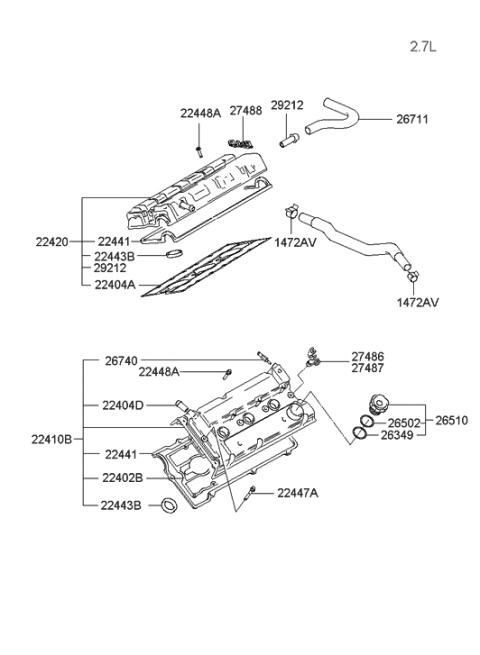 2004 Hyundai Tucson Cover Assembly-Rocker,RH Diagram for 22420-37211