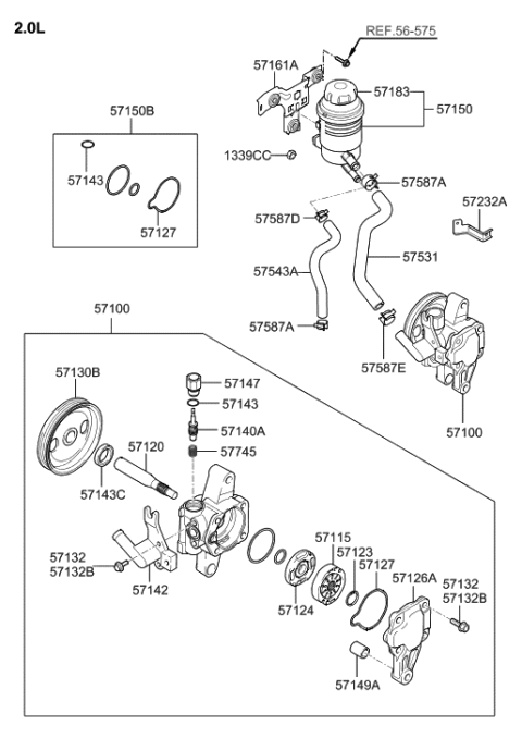 2005 Hyundai Tucson Seal Kit-Power Steering Oil Pump Diagram for 57150-1CA10