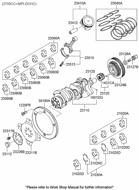 2005 Hyundai Tucson Crankshaft & Piston Diagram 2