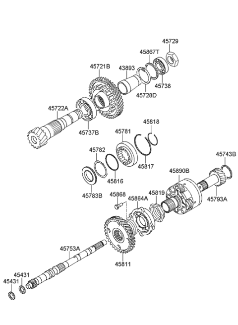 2006 Hyundai Tucson Produced Before OCT.30.2006 Transaxle Gear - Auto Diagram 1