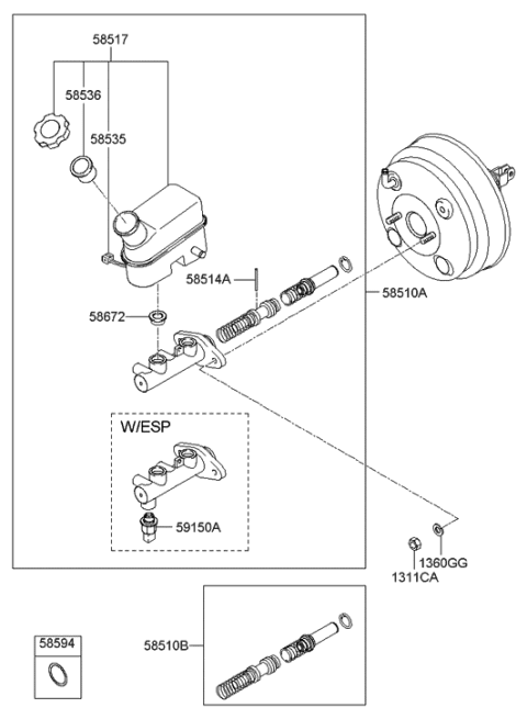 2006 Hyundai Tucson Produced Before OCT.30.2006 Brake Master Cylinder Diagram
