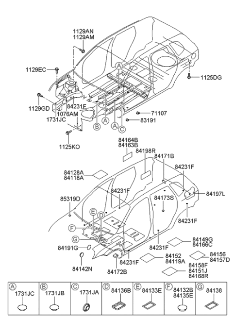 2005 Hyundai Tucson Isolation Pad & Floor Covering Diagram 2