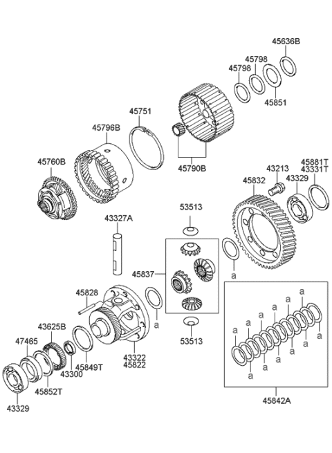 2004 Hyundai Tucson Gear-Differential Drive Diagram for 45832-39215