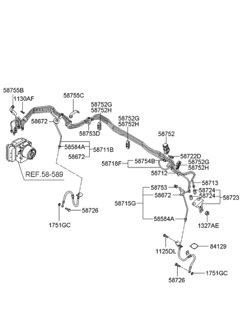 2006 Hyundai Tucson Produced Before OCT.30.2006 Brake Fluid Line Diagram 1