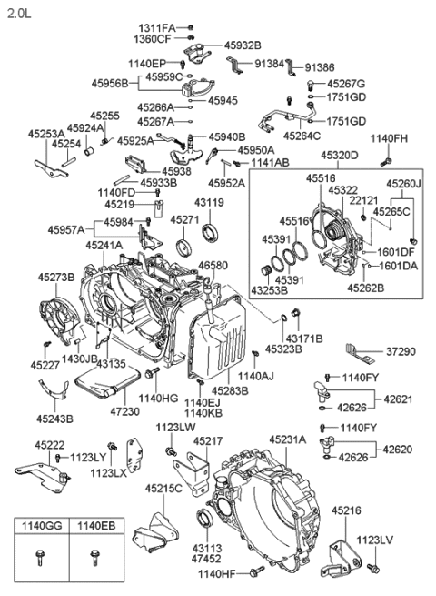 2006 Hyundai Tucson Produced Before OCT.30.2006 Auto Transmission Case Diagram 1