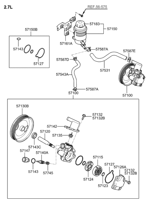 2006 Hyundai Tucson Produced Before OCT.30.2006 Power Steering Oil Pump Diagram 2