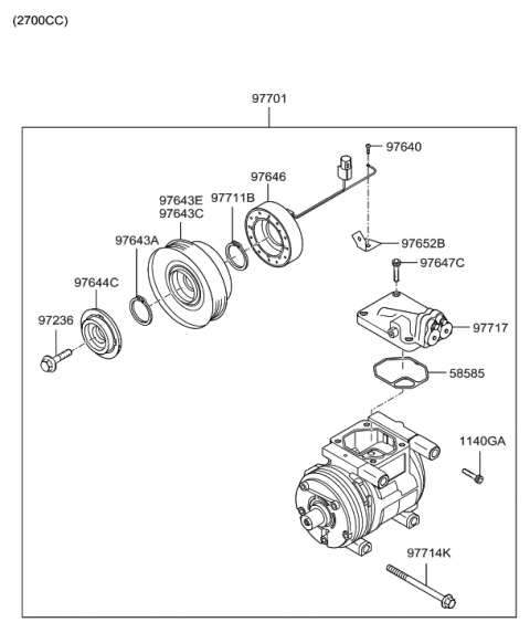 2004 Hyundai Tucson A/C System-Compressor Diagram 3