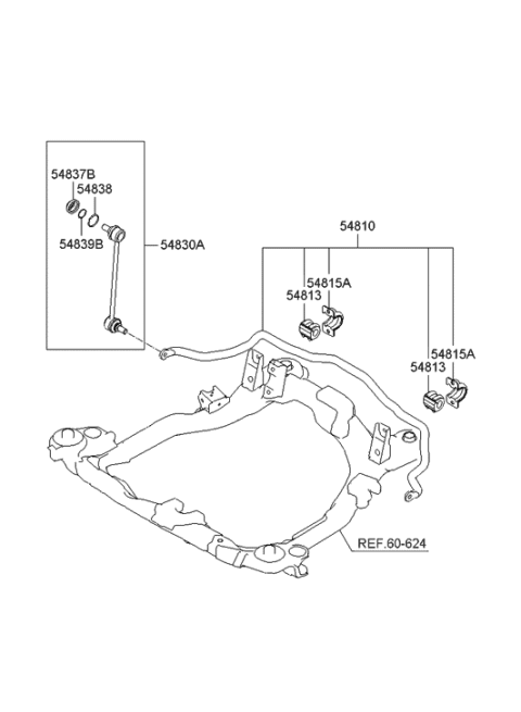 2013 Hyundai Santa Fe Sport Bar Assembly-Front Stabilizer Diagram for 54810-1F000