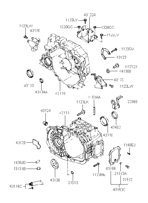 2006 Hyundai Tucson Produced Before OCT.30.2006 Transaxle Case (MTA) Diagram