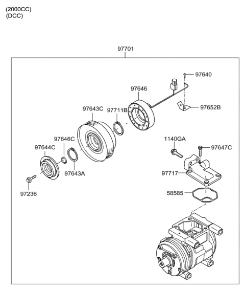 2006 Hyundai Tucson A/C System-Compressor Diagram 1