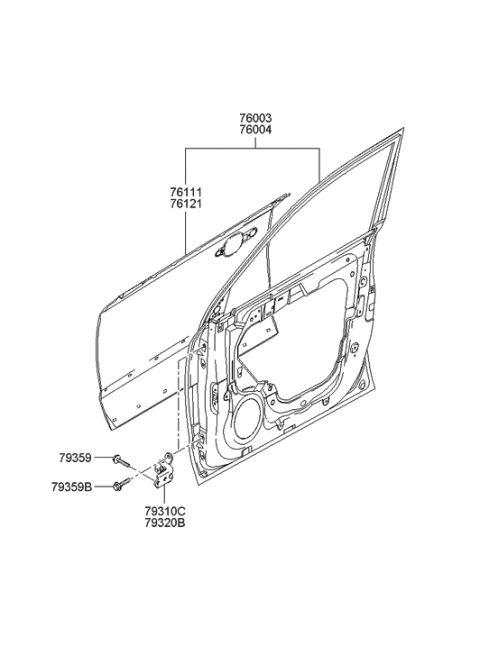 2006 Hyundai Tucson Produced Before OCT.30.2006 Panel-Front Door Diagram