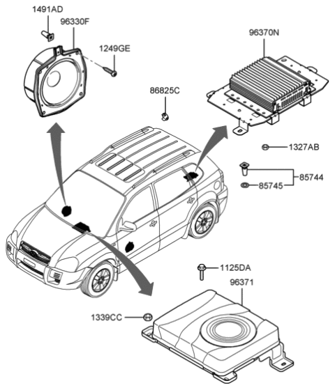 2006 Hyundai Tucson Produced Before OCT.30.2006 Speaker Diagram