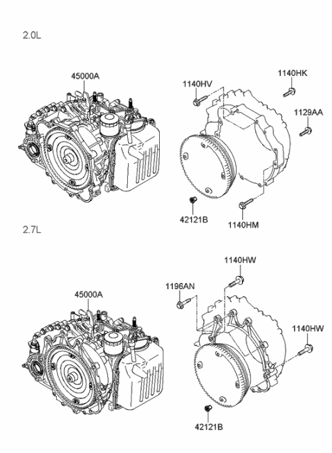 2006 Hyundai Tucson Produced Before OCT.30.2006 Transaxle Assy-Auto Diagram
