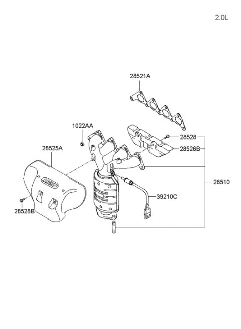 2006 Hyundai Tucson Produced Before OCT.30.2006 Exhaust Manifold Diagram 1